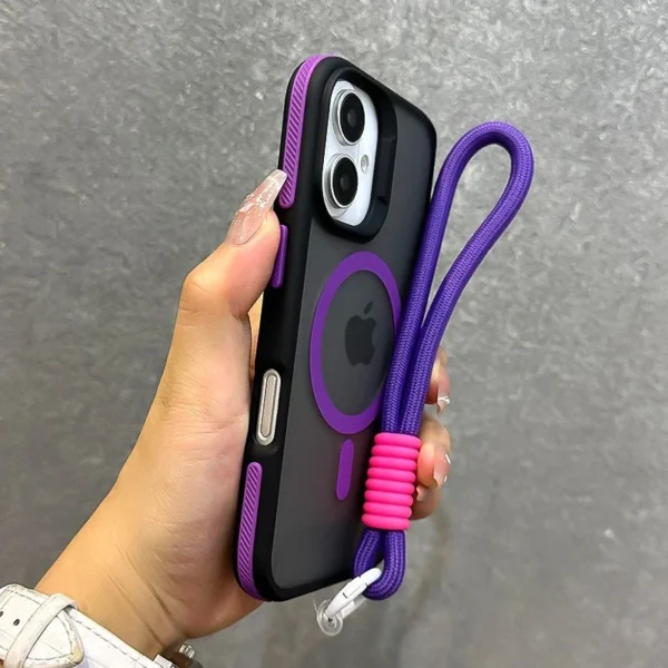 Luxury With Lanyard Magsafe Matte Phone Case For iPhone 11 12 13 14 15 16 17 Pro Max Plus Air Magnetic Bumper Back Cases Cover - Image 6