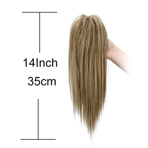 14Inch Synthetic Short Straight Ponytail Hair Extension Fluffy Medium Length Black Brown Hairpiece for Women - Image 3