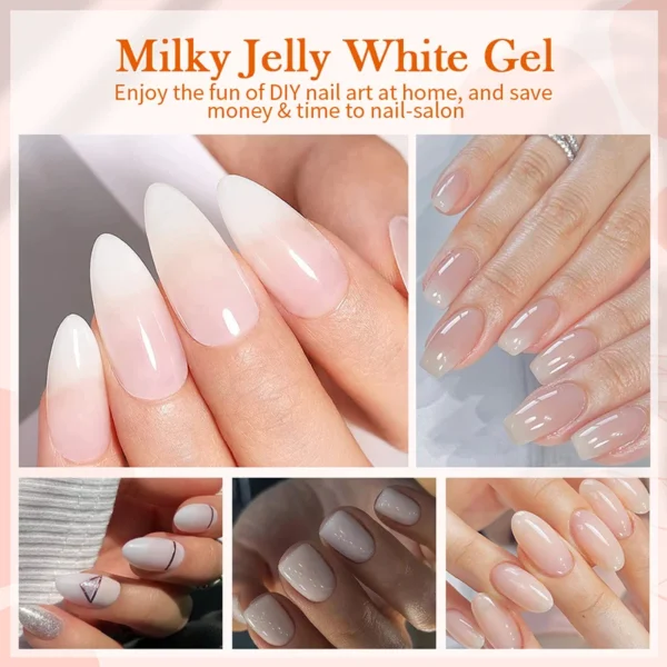 BORN PRETTY Milky White Jelly Nude Gel Nail Polish 10ml White Translucent Soak Off Gel Vernis Semi Permanent Need UV Light Cure - Image 5