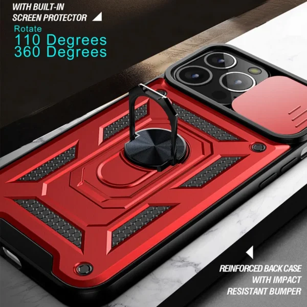 For iPhone 16 17 15 14 13 12 11 Pro Max Mini Plus Air Military Grade Bumpers Ring Cover Slide Camera Lens Protector Armor Case - Image 4