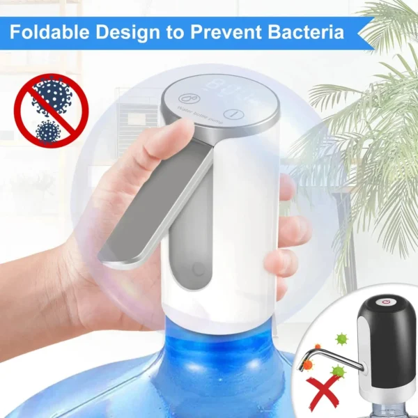 LED Display Water Bottle Pump Foldable Electric 1200mah Type C Rechargeable Automatic Stop Touch Button 3 Quantitative Settings - Image 6