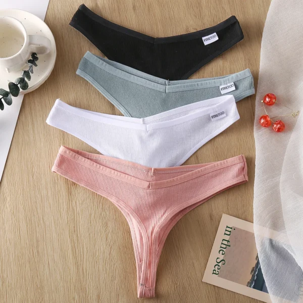 3Pcs/Set Women Sexy Cotton Thongs Panties Low Waist G-String Briefs Ladies Brazilian Lingerie Girls Breathable Intimates Bikini - Image 3