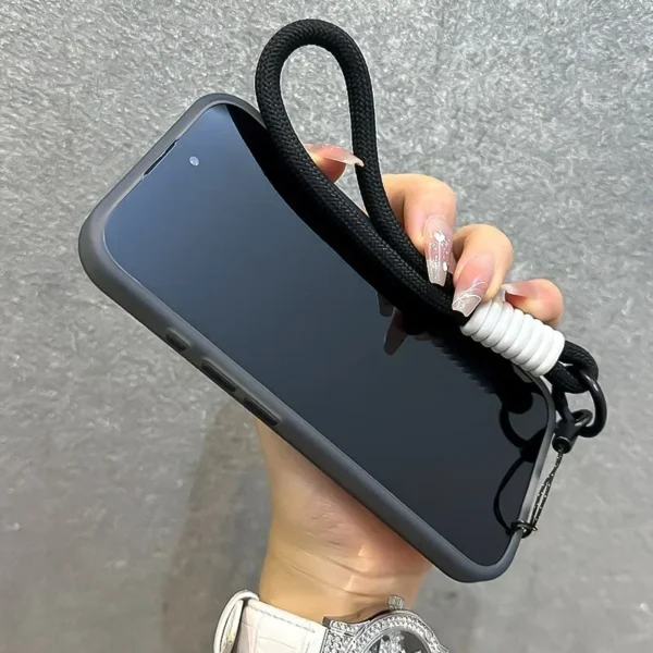 For Magsafe Candy Color Contrast Lanyard Case For iPhone 16 15 17 Pro Max 14 Plus 11 12 13 16e Hand Wrist Strap Matte Soft Cover - Image 4