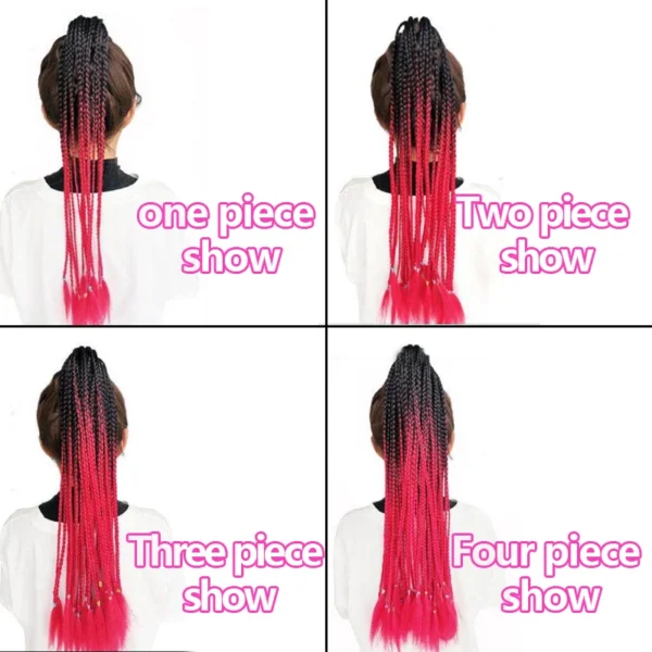 Synthetic 24Inch Y2K Rainbow Horsetail Wig Long Boxing Braid Hair Ponytail Extension High Temperature Fiber Hairpiece for Women - Image 5