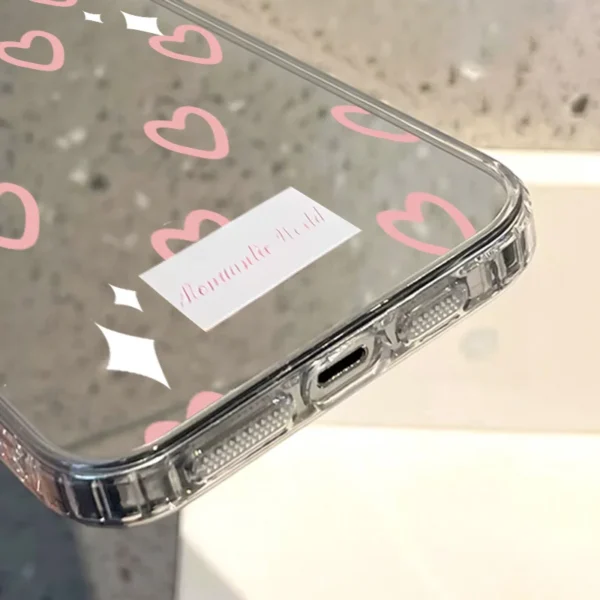 Love Heart Mirror Phone Case For iPhone 11 Case iPhone 16 13 15 14 12 17 Pro Max Air XR XS Make Up Mirror Shockproof Soft Cover - Image 6
