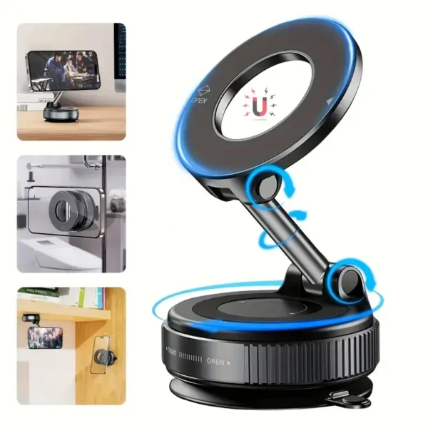 Foldable magnetic car phone holder, vacuum suction cup rotating 360 °, suitable for multi angle adjustment of vehicles and walls - Image 2