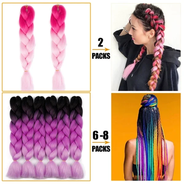 Synthetic 24Inch Long Straight Braiding Hair Extensions Colorful Jumbo Twist Crochet Braids Hair Accessories for Women - Image 4