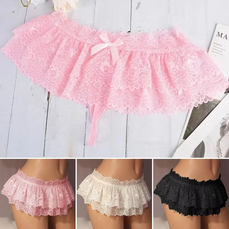 kf-S7e959ee3104b49c9a8c8c5b9f8491e54E Womens Sexy Cosplay Vintage Pleated Skirt Ultra Short Skirt Cute Nightwear Lace Thongs Panties Lingerie Briefs Mini Skirt - Image 1