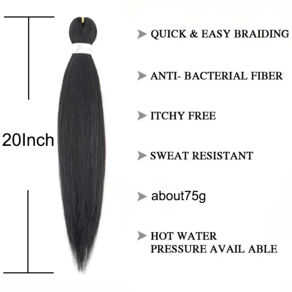20Inch Synthetic Pre Stretched Braiding Ombre Hair Extension for Black Women Yaki Straight EZ Braid Hair Piece - Image 2