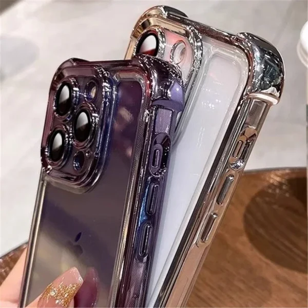 Luxury Electroplate Transparent Phone Case For iPhone 11 12 13 14 15 16 Pro Max Plus Clear Bumper Shockproof Protection Cover - Image 4