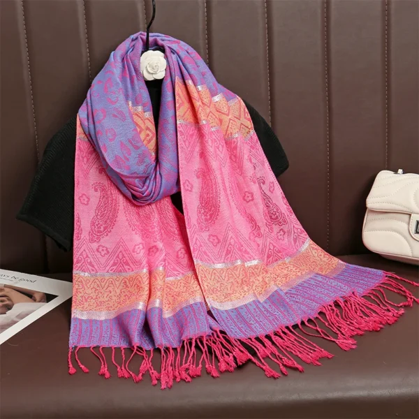 2024 Luxury Thick Cashmere Scarf Women Print New Wraps Pashmina Travel Poncho Warm Blanket Winter Bufanda Shawl Female Stoles - Image 6