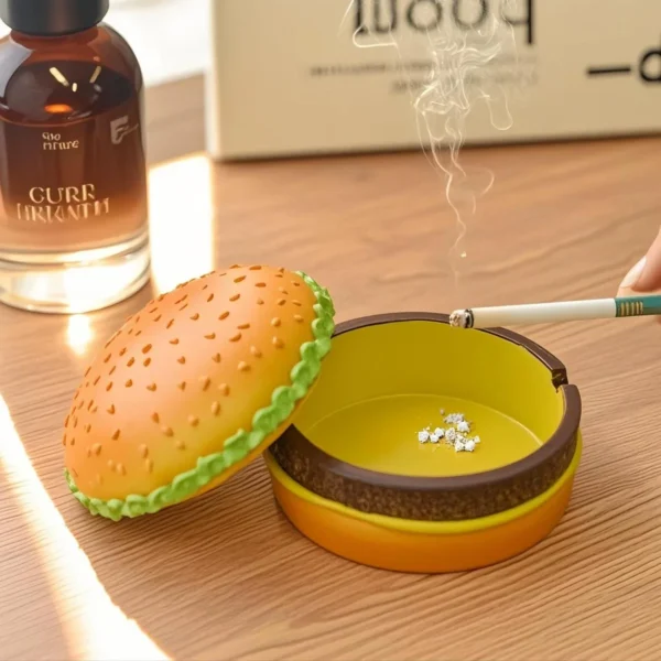 Creative Cute Hamburger Ashtray Home Dust Proof Ashtray Living Room Office Desktop Decoration Ornament for Father's Gift - Image 1