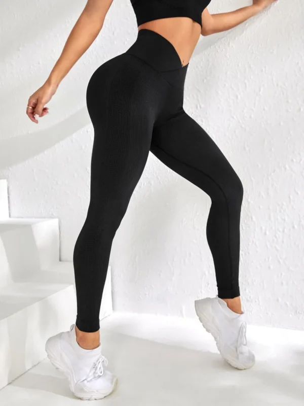 Women Sports Leggings V-waist Elastic Peach Buttocks Fitness Pants With Raised Hips And High Waist Seamless Yoga Pants Tight - Image 3