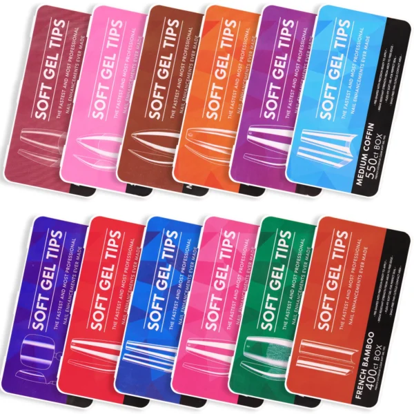 1 Box Clear Acrylic Long Fake Nails Capsules Almond French Coffin Full Half Cover False Nails Artificial Nail Soft Gel Tips - Image 1
