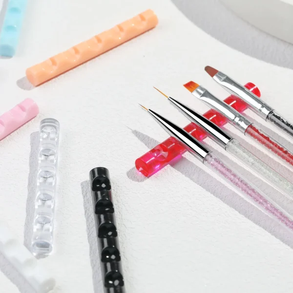 5 Grids Acrylic Clear Nail Brush Shelf Portable Mini crystal Painting Pen Rest Holder Stand Colorful UV Gel Brush Display Holder - Image 5