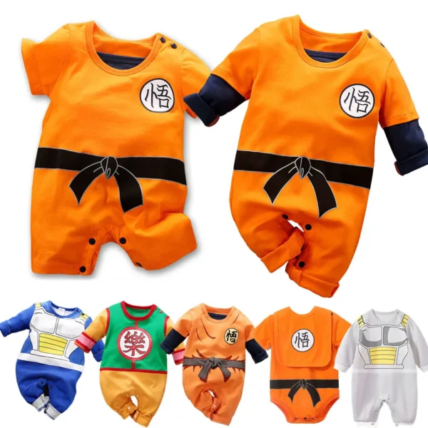 kf-S857a1e99fb334f988ddeeb530b95cac9b Baby Anime Clothes Vegeta Rompers Newborn Kuririn Roshi Training Outfit Infant Kids Halloween Cartoon Cosplay Costume Jumpsuit - Image 1