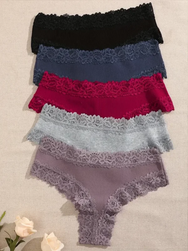 3Pcs/set Women Cotton Panties Floral Lace Intimate Underwear Trendy Patchwork Lace Briefs Female Soft Underpants Lingerie S-XL - Image 2