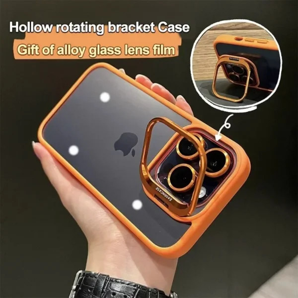 Luxury Bracket Transparent Phone Case For iPhone 17 15 16 14 13 12 Pro Max With Holder Camera Lens Protector Shockproof Cover - Image 2