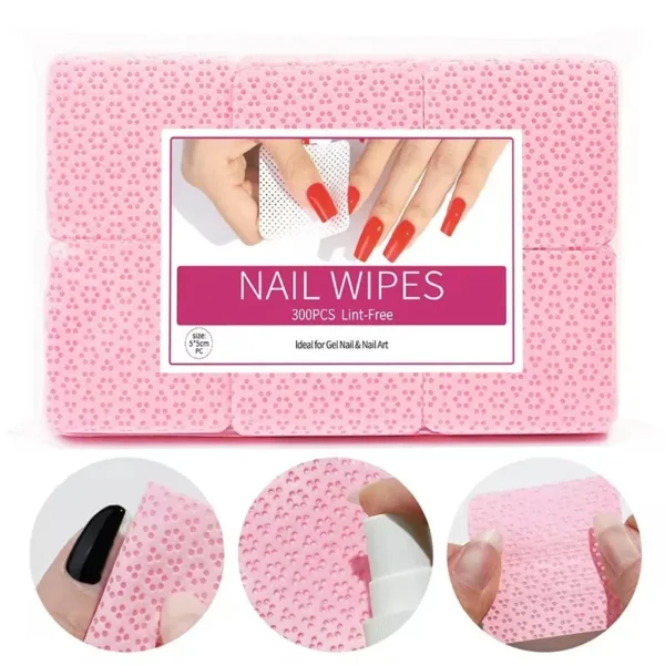 300pcs Cotton Gel Nail Polish Remover Wipes Nail Cleaning Pads Non Woven Lint-Free Nail Pads For Beauty Salon Nail Art Tool - Image 4