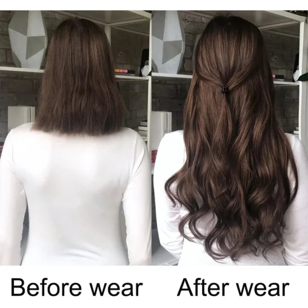 Synthetic 24Inch 16Clips Long Curly Hair Extension Heat Resistant Hair Extension Clips In Ombre Black Brown Blond Women - Image 5