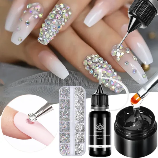 BORN PRETTY 10g Nail Rhinestone Adhesive Glue For Stick The Drill Tranparent Nail Glue Soak Off UV LED Nail Art Gel Varnish - Image 3