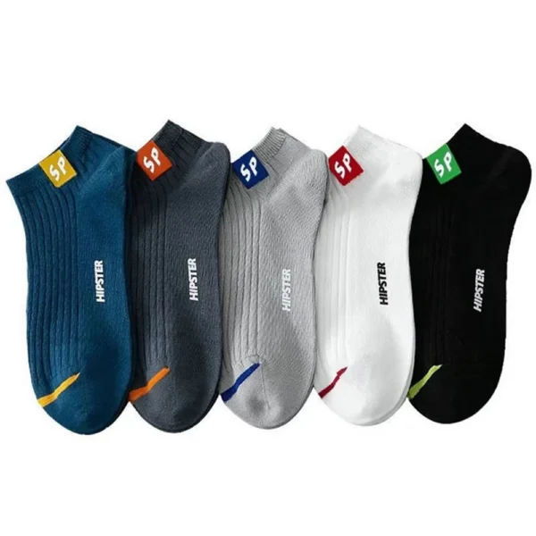 5 Pairs Men Socks Set Cotton Ankle Socks Low Cut Breathable Short Socks Soft Comfy Casual Sport Socks for Daily Summer Wear - Image 2