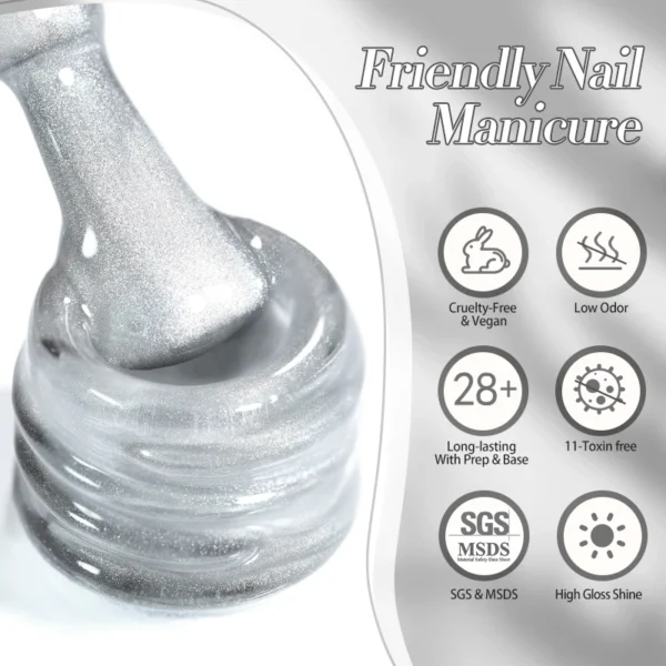 BORN PRETTY 10ml Flow Light White Cat Magnetic Gel Nail Polish Ultra Shine Soak Off UV Gel Mirror Glass Bead Gel Nail Art - Image 6