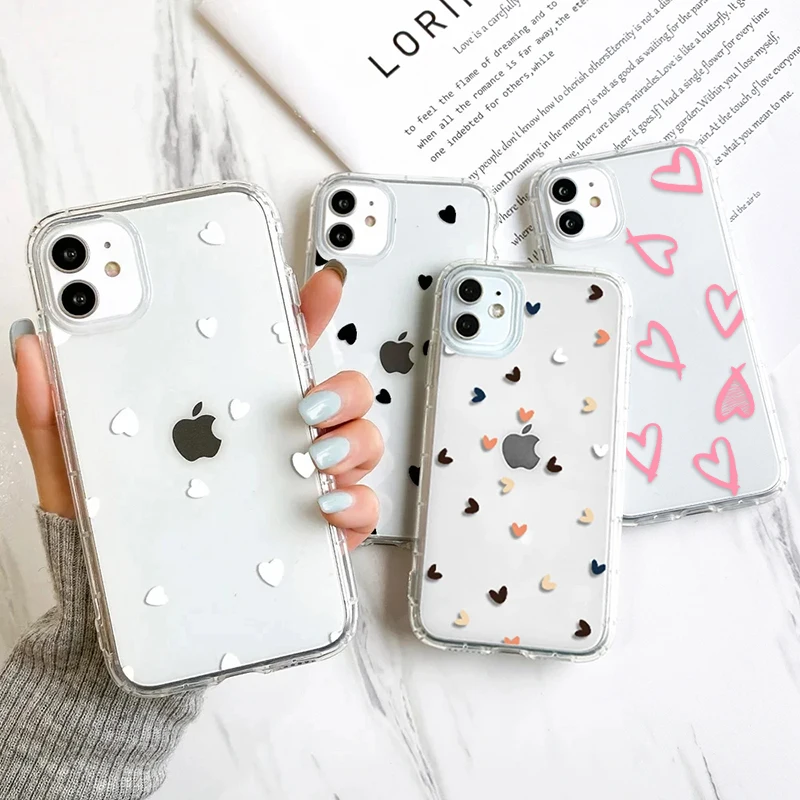 kf-S874c37032d40492c856fe468a42bb8e5i Clear Phone Case For iPhone 16 Pro Case iPhone 15 13 11 12 14 Pro Max 12 13 Mini XR X XS 7 8 Plus SE Shockproof Love Heart Cover - Image 1