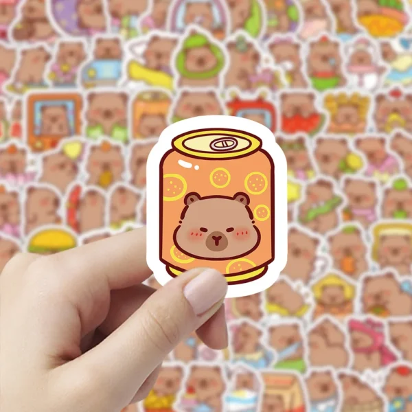 100Pcs Cartoon Cute Capybara Stickers PVC Aesthetic Kapibala Graffiti Decals Scrapbooking DIY Phone Laptop Notebook Stationery - Image 4
