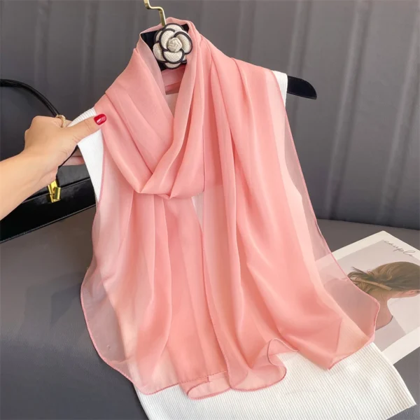 2023 New Fashion Summer Women Soild Color Beach Scarf Silk Shawls Headband Female Headband Wraps Sunscreen Hijab Wholesale - Image 4