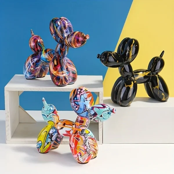 Miniso Fashion Graffiti Balloon Dog Statue Home Desktop Decoration Painting Color Art Animal Ornament Birthday Gift - Image 1
