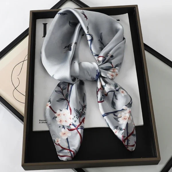 Square Silk Scarf For Women, Luxury Scarf, Satin Hijab, Fashionable Envelopes, Hair Bands, Ribbons, Bandanas. - Image 3