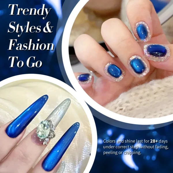 BORN PRETTY 10ml Rhine Lake Blue Cat Magnetic Gel Dark Blue Glitter Soak Off UV Gel Nail Art Varnish Manicure Nail Art Salon - Image 5