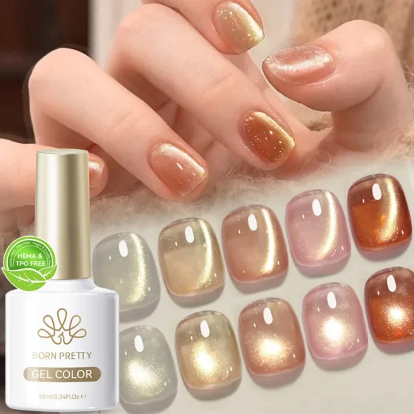 BORN PRETTY Pink Gold Cat Magnetic Gel Nail Polish Super Glass Light Nail Gel Varnis Semi Permanent for Valentine's Day Nails - Image 5