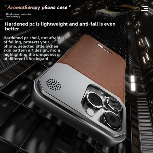 Luxury Magnetic PU Leather Aromatherapy Case For iPhone 17 Air 11 12 13 14 15 16 Pro Max Plus Wireless Charging Borderless Case - Image 5
