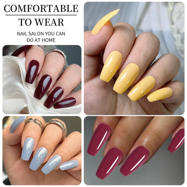 96pcs Boxed 4color Short Nail Tips Ballet/Coffin/Square Full Cover Matte Bright False Nails Press-On Nails DIY Manicure Design - Image 2