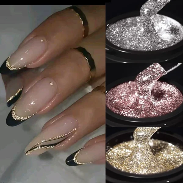 BORN PRETTY 5ml Super Sparkling Painting Gel Nail Polish Platinum Silver Gold Rose Glitter Graffiti Stripe Pull Line Nail UV Gel - Image 2