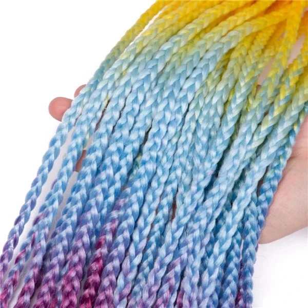 Synthetic 24Inch Y2K Rainbow Horsetail Wig Long Boxing Braid Hair Ponytail Extension High Temperature Fiber Hairpiece for Women - Image 4