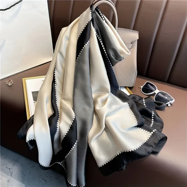 2024 Silk Scarves Women Luxury Brand Hijab Scarf Floral Foulard Femme Shawls Wraps Silk Bandana Head Scarf Hijab Beach Poncho - Image 6