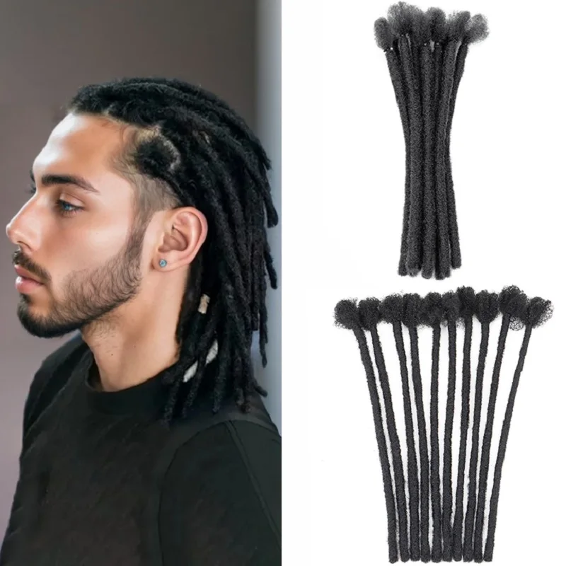 kf-S8c7f0a12dcfa45e2b1f587f96adec901W Synthetic 8Inch Handmade Dreadlocks 10strands Locs Hip-Hop Style Braids Hair Extension Crochet Hair for Men Women - Image 1