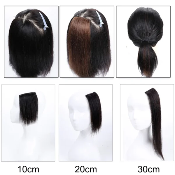 Synthetic 10/20/30cm Short Straight Hair Pieces Invisible Clip in Hair Top Side Cover Hair Accessories for Women - Image 5