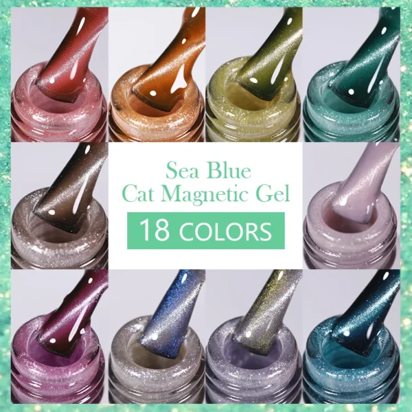 BORN PRETTY Mint Green Color Cat Magnetic Gel Nail Polish Sparkling Glitter Gel Semi Permanent 10ml for Summer Manicure DIY - Image 2