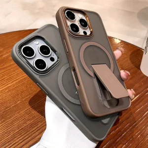Luxury Magsafe Kickstand Stand Phone Case For iPhone 11 12 13 14 15 16 17 Pro Max Air Plus Magnetic Shockproof Bumper Cover