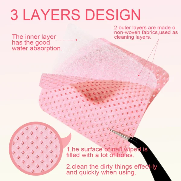 1080pcs Boxed Nail Art Lint-Free Eyelash Glue Wipes Paper Gel Polish Remover Clean Glue Cotton Pads Beauty Cleaning Tools - Image 2
