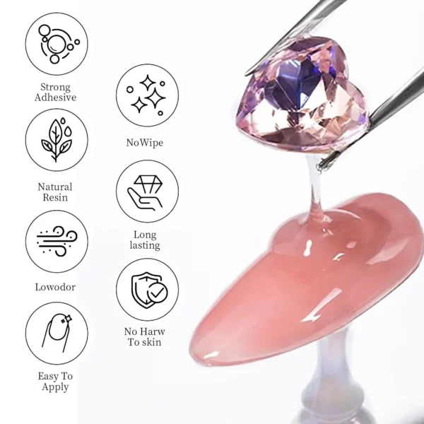 Nail Rhinestone Glue Gel for Decoration Nails 30ml Super Strong Adhesive Gel DIY 3D Nail Crystals Gem Jewels Glitter - Image 6