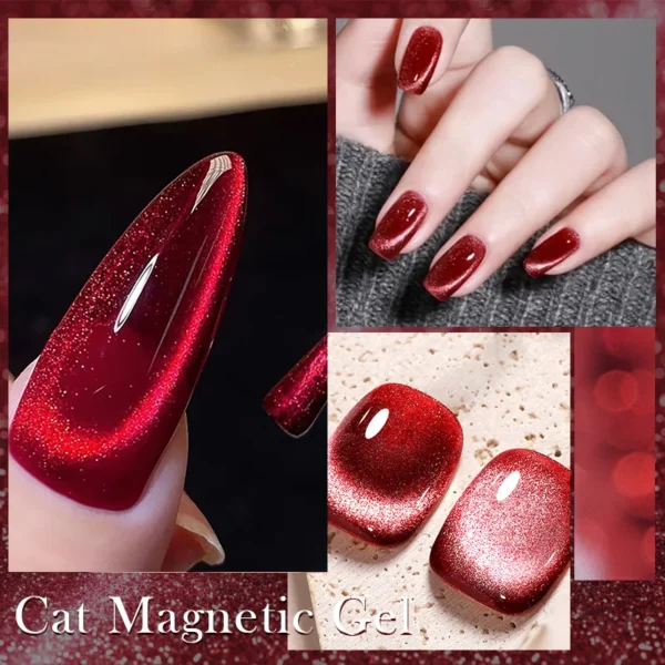 BORN PRETTY 10ml Dark Red Cat Magnetic Gel Nail Polish for Winter Nails DIY Jelly Glass Silver-Light Varnis Semi Permanent - Image 4