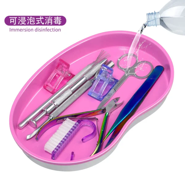 1Pcs Pink Stainless Steel Cosmetic Storage Tray Nail Art Equipment Plate Tools Dental&False Nails Nail Decorations Display Tray - Image 5