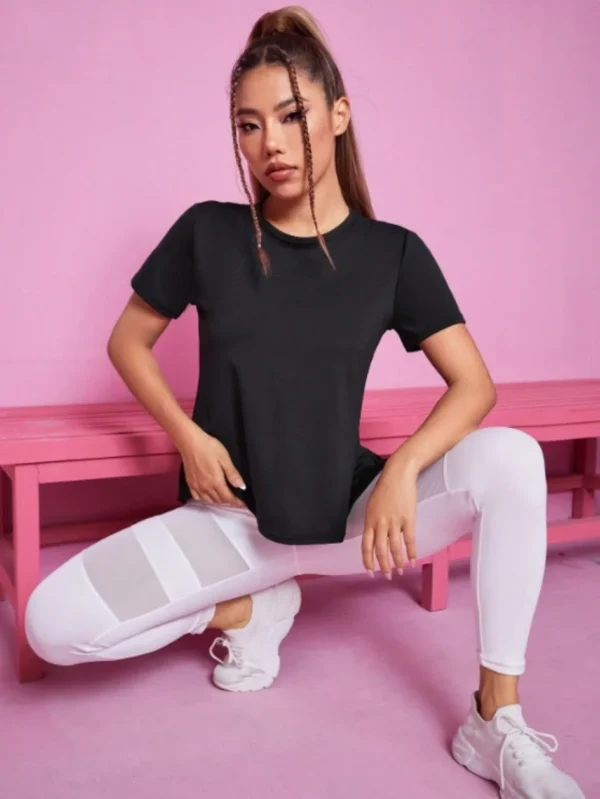 Yoga outfit women's summer sports T-shirt loose breathable quick drying top mesh back training fitness short sleeved - Image 2