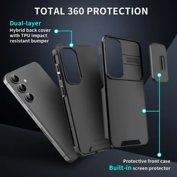 Luxury Fashion Shockproof Armor Phone Case for Samsung Galaxy S25 S24 Ultra S23 FE S21 FE S20 Slide Camera Protection Back Cover - Image 4