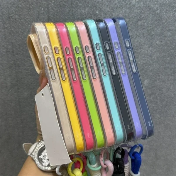 Luxury Card Bag With lanyard Phone Case For iPhone 11 12 13 14 15 16 17 Pro Max Plus Air Transparent Shockproof Bumber Cover - Image 2